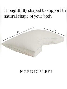NIB FOSSFLAKES Comfort Curve Pillow High Loft Ergonomic Neck Support Nordicsleep